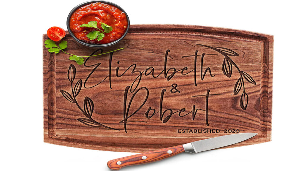 Personalized cutting board for couples