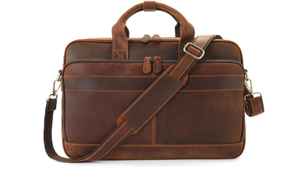 Leather Briefcase Messenger Bag - gifts for phd students