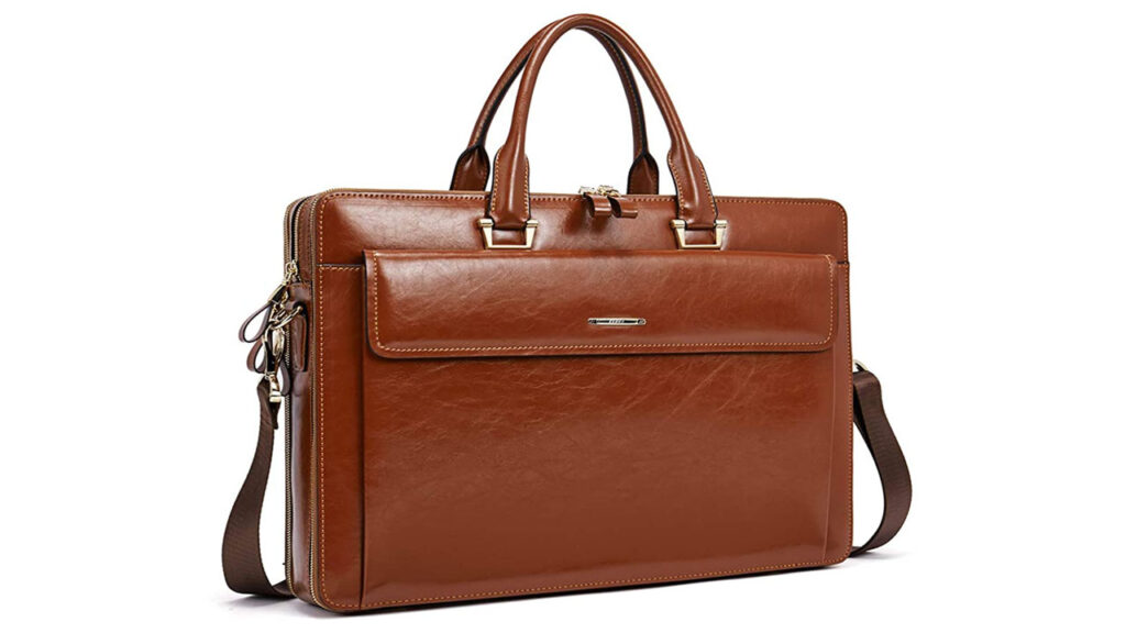 Woman's briefcase in oil-waxed leather